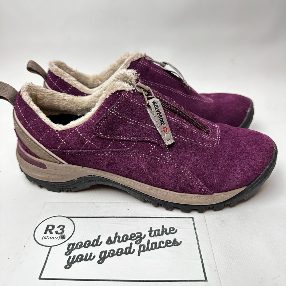 Wolverine Women’s Sz 7.5 Slip On Comfort Winter Shearling Shoes Suede Purple